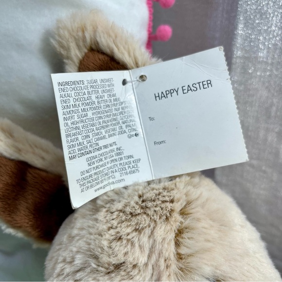 2017 GODIVA Easter Bunny Stuffed Animal with hidden egg pocket 13" - Picture 4 of 9